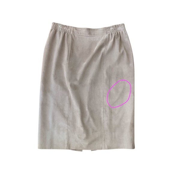 Vintage Danier Nude Suede Leather Midi Pencil Skirt Size 18 - Picture 16 of 16